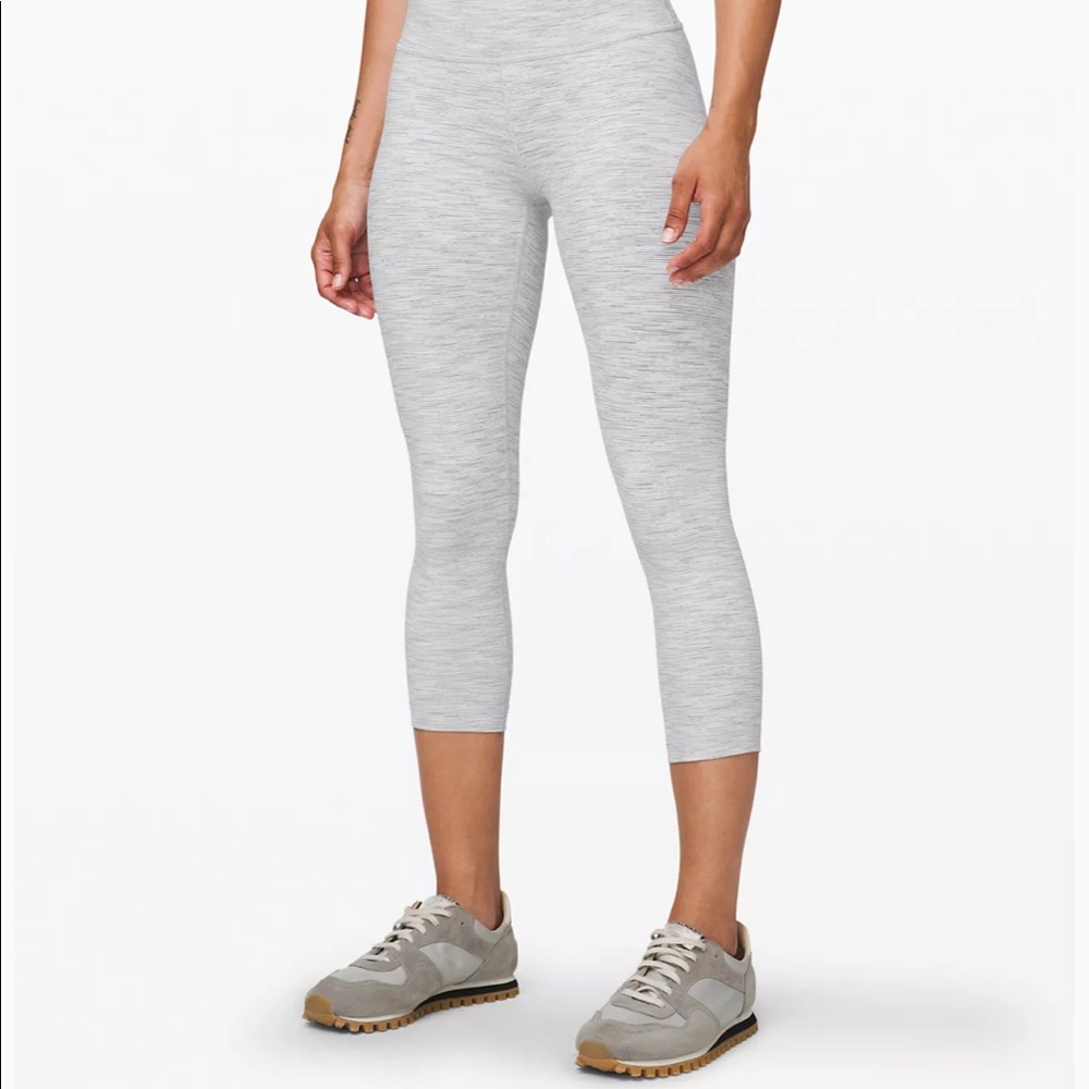 Lululemon Wunder Under High Rise Crop 21” Gray and White Stripe